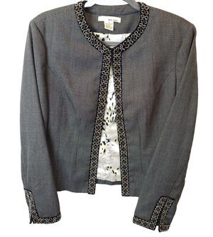 Women's Blazer Size 16 Bead Trim Jazzy Different Unique Office Career Church